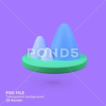 Mountain isolated 3d render icon illustration PSD-Vorlage