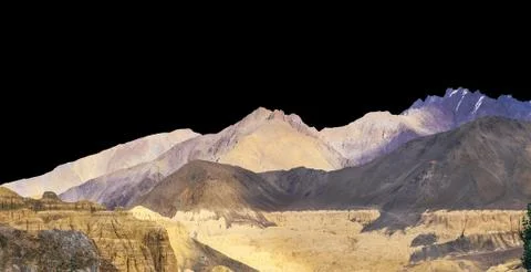 Mountain isolated on black background Stock Photos