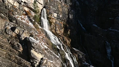 Mountain karst springs with bits of snow (slow motion) 스톡 동영상 260832031