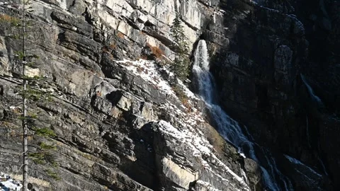 Mountain karst springs with bits of snow (slow motion) 스톡 동영상 260832034
