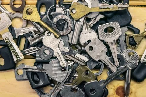 Mountain of keys of different ages Stock Photos