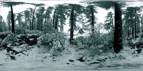 Mountain lake 360 vr at the winter time. Wild nature and mount valley. Green Stock Footage 155117183
