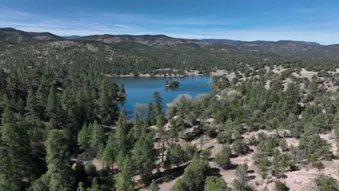 Mountain lake and deep green trees, Southwestern New Mexico Stock Footage 266152865