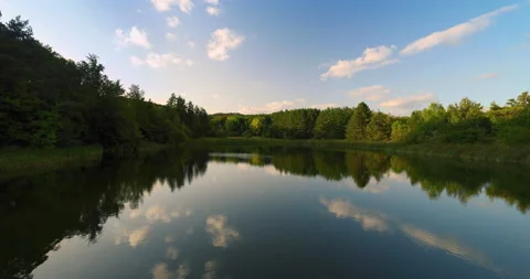 Mountain lake and forest, panoramic view Stock Footage 151237508