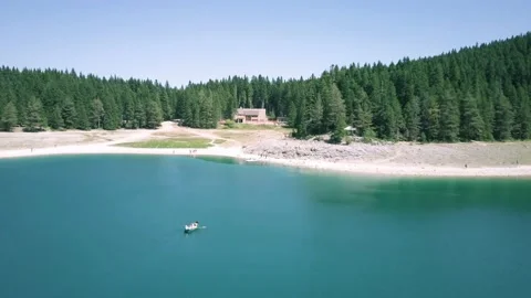 Mountain Lake and Pine Forest in Beautiful Montenegro Aerial Drone Footage Stock Footage 201149974