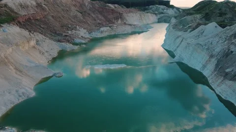 Mountain lake with blue water. Reflection in the water.Aerial View. 4k Video stock 156562509