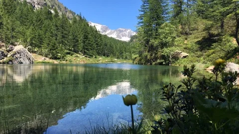 Mountain lake with camera movement to the right Stock Footage 112216294