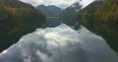 Mountain lake in the clouds. Aerial Stock Footage 117767936