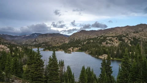 Mountain lake clouds and sunset Wyoming Stock Footage 167440382