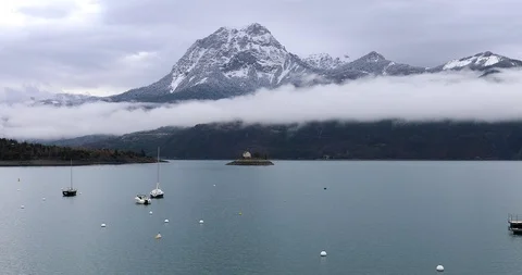 Mountain Lake Clouds Timelapse Video stock 123606788
