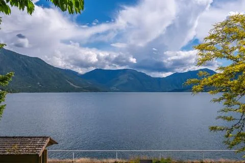 Mountain Lake with Dramatic Clouds in Vancouver, Canada, North America. Day t Stock Photos