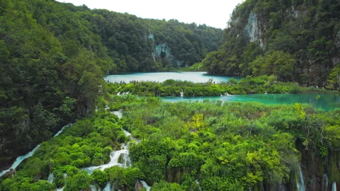 Mountain lake with emerald waters. Largest national park in Croatia. Scenic Stock Footage 252839911