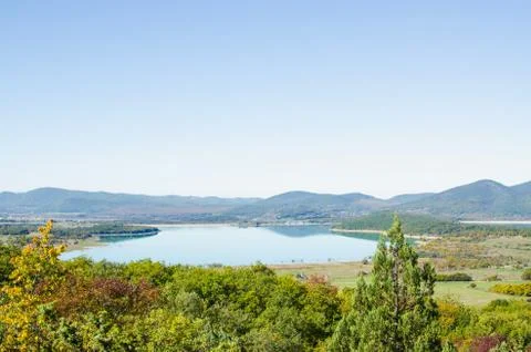 Mountain lake in the forest Stock Photos