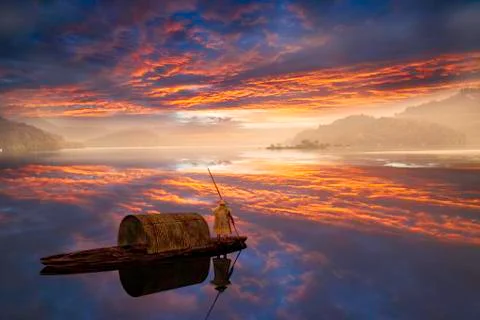 Mountain lake Stock Illustration