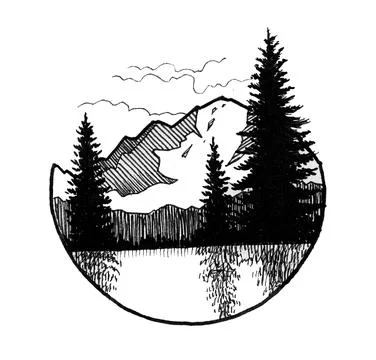 Mountain lake Illustrazione stock