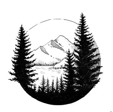 Mountain lake Stock Illustration