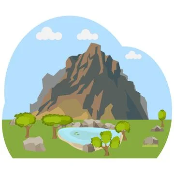 Mountain with a lake Stock Illustration