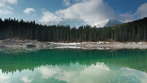 Mountain lake ladscape time lapse: Lago di Carezza in the Dolomites, South Stock Footage 317546171