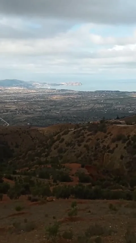 Mountain Lake Landscape with Cloudy Sky and Valley View, Morocco Nature Stock Footage 335477023