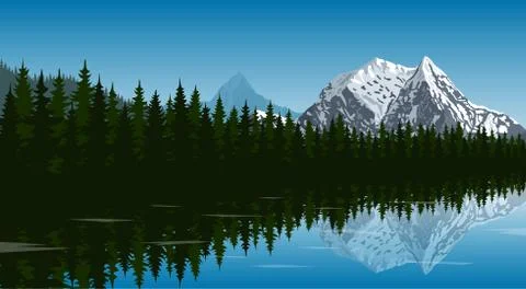 Mountain lake landscape Stock Illustration