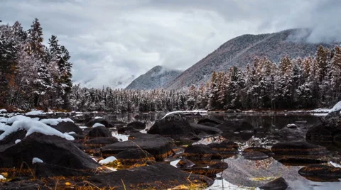 Mountain lake landscape. Time lapse. Stock Footage 62233400