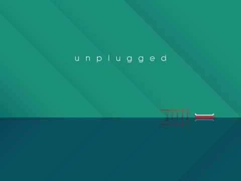 Mountain lake landscape vector background with canoe attached to a pier. Pure Stock Illustration