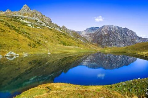 Mountain lake as the mirror Stock Photos