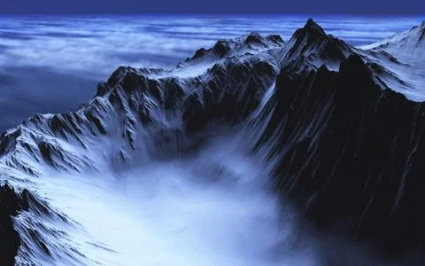 Mountain Lake of Mist Stock Illustration
