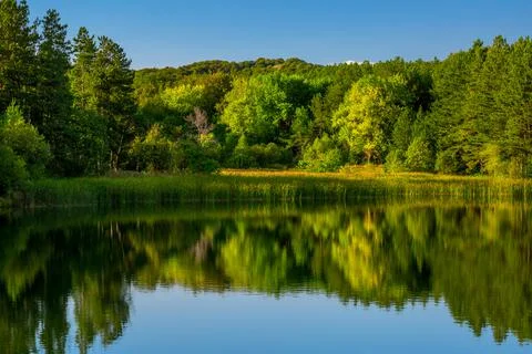 Mountain lake, panoramic view Stock Photos