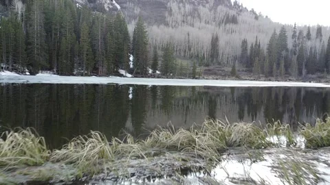 Mountain lake in spring with partial ice coverage 스톡 동영상 206806461