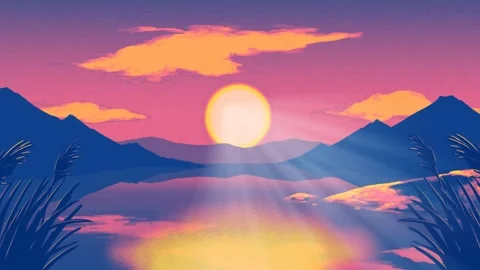 Mountain lake sunset 3 Stock Footage 262816752