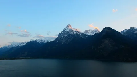 Mountain lake at sunset Stock Footage 75078056