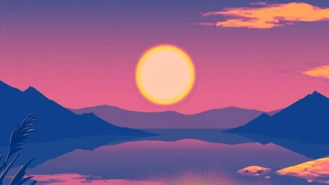 Mountain Lake Sunset Stock Footage 262816724