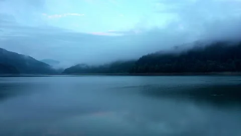 Mountain Lake At Sunset With Perfect Reflection Stock Footage 236179807