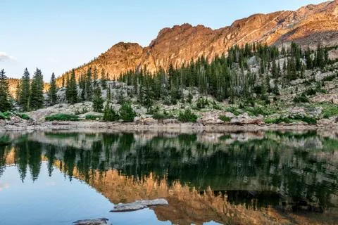 Mountain Lake at Sunset 写真素材