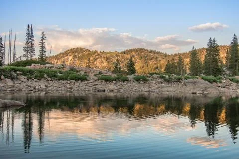 Mountain Lake at Sunset Foto stock