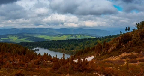 Mountain lake time-lapse at the summer or autumn time. Wild nature and rural Stock Footage 165695826