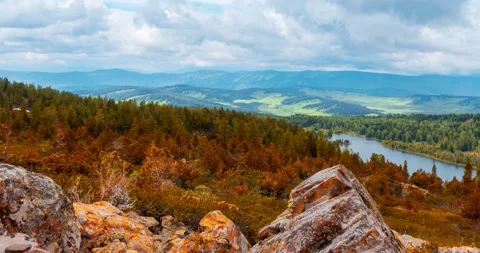 Mountain lake time-lapse at the summer or autumn time. Wild nature and rural Stock Footage 165697170