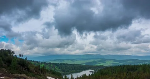 Mountain lake time-lapse at the summer or autumn time. Wild nature and rural Stock Footage 165699762
