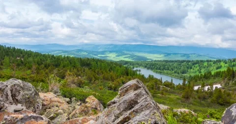 Mountain lake time-lapse at the summer or autumn time. Wild nature and rural Stock Footage 165702176