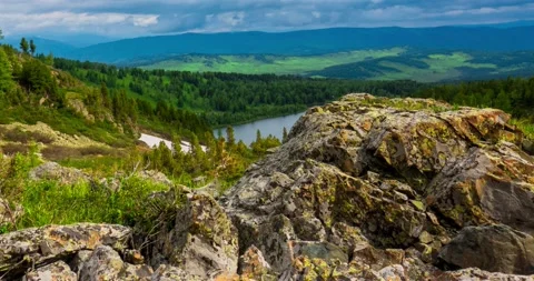 Mountain lake time-lapse at the summer or autumn time. Wild nature and rural Stock Footage 169656200