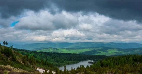 Mountain lake time-lapse at the summer or autumn time. Wild nature and rural Stock Footage 169659600