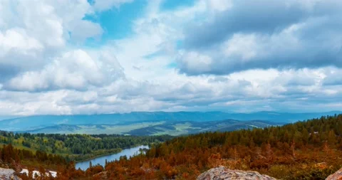 Mountain lake time-lapse at the summer or autumn time. Wild nature and rural Stock Footage 169717475