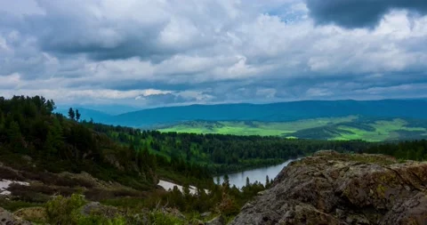 Mountain lake time-lapse at the summer or autumn time. Wild nature and rural Stock Footage 222502012