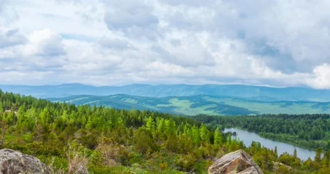 Mountain lake time-lapse at the summer or autumn time. Wild nature and rural Stock Footage 222516894