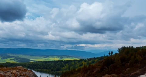 Mountain lake time-lapse at the summer or autumn time. Wild nature and rural Stock Footage 222517034