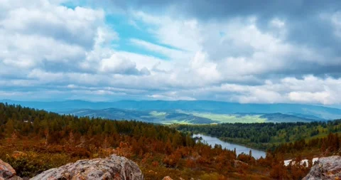Mountain lake time-lapse at the summer or autumn time. Wild nature and rural Stock Footage 222518100