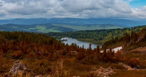 Mountain lake time-lapse at the summer or autumn time. Wild nature and rural Stock Footage 222520120