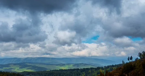Mountain lake time-lapse at the summer or autumn time. Wild nature and rural Stock Footage 257498138