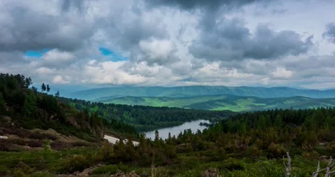 Mountain lake time-lapse at the summer or autumn time. Wild nature and rural Stock Footage 291921562